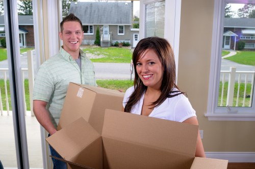 Packing and moving office equipment during a Sutton office move