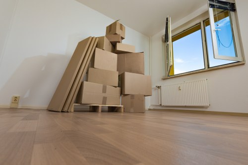 Sutton residential move with boxes and van loading