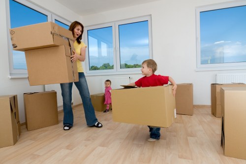 Office relocation items organised for a commercial move in Sutton