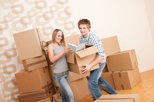 Packed household items prepared for temporary storage